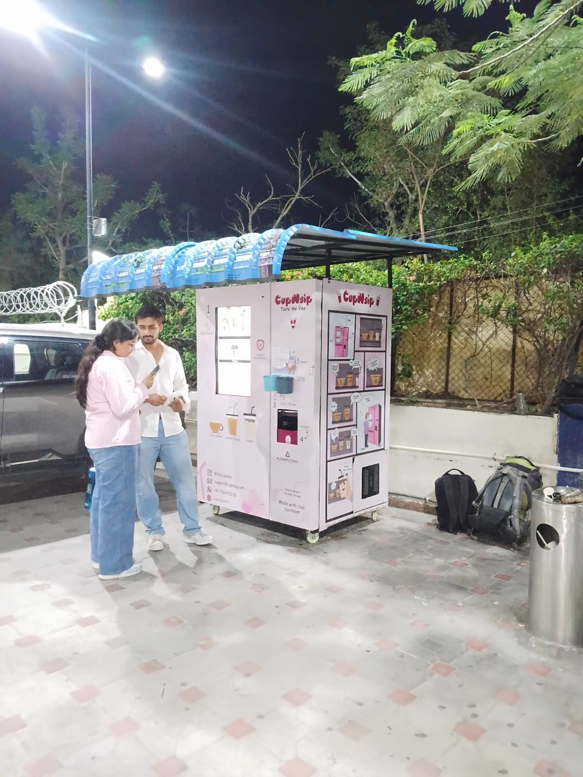 Customers using Cupnsip at a live evening deployment